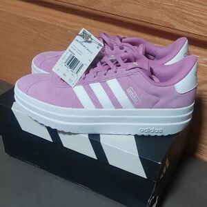 Adidas Women's Lavender and White Platform VL COURT BOLD Size 9